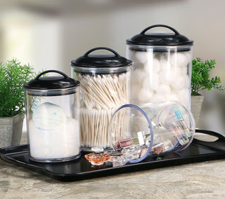 Calypso Basics by Reston Lloyd Acrylic Storage Canisters, Set of 3 - Black