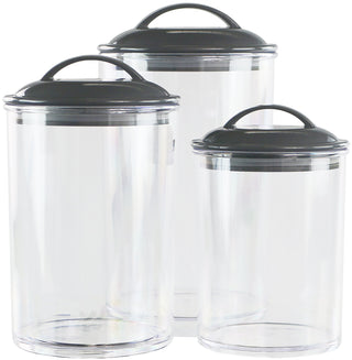 Calypso Basics by Reston Lloyd Acrylic Storage Canisters, Set of 3 - Charcoal