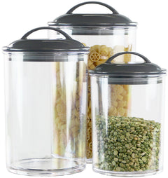 Calypso Basics by Reston Lloyd Acrylic Storage Canisters, Set of 3 - Charcoal