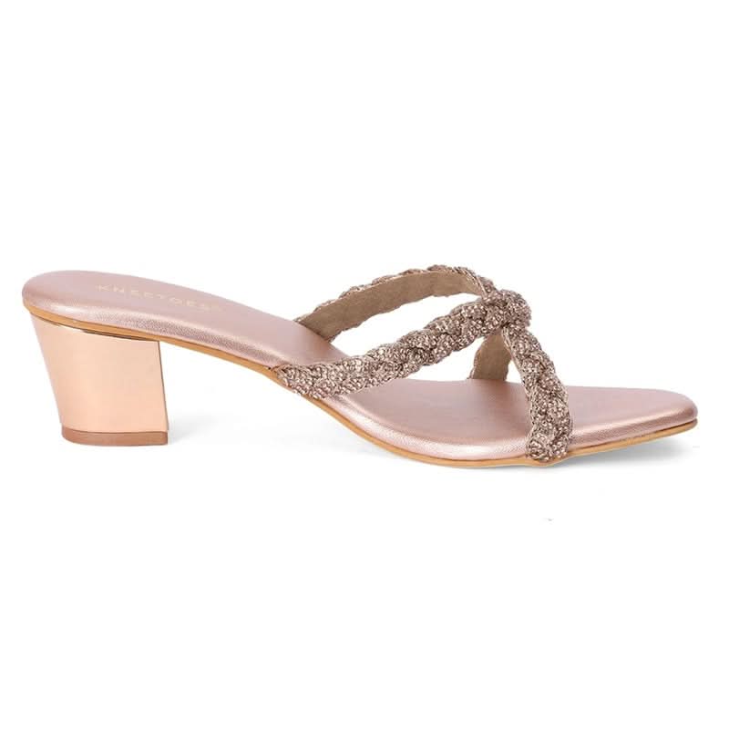 Nora - Rose Gold Block Heels - Glamourous Grace