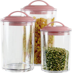Calypso Basics by Reston Lloyd Acrylic Storage Canisters, Set of 3 -  Pink