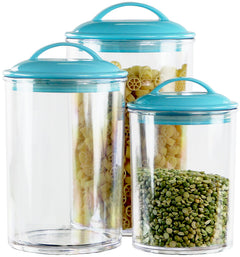 Calypso Basics by Reston Lloyd Acrylic Storage Canisters, Set of 3 -  Turquoise