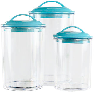 Calypso Basics by Reston Lloyd Acrylic Storage Canisters, Set of 3 -  Turquoise