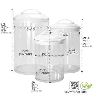 Calypso Basics by Reston Lloyd Acrylic Storage Canisters, Set of 3 - Black