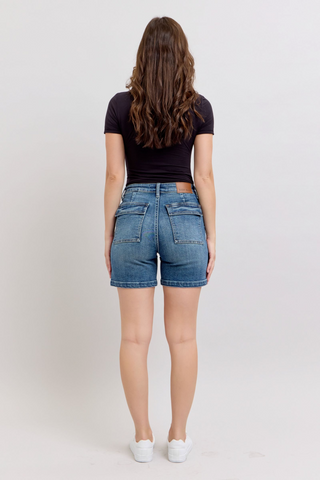 Judy Blue High Waist Denim Shorts with Utility Pockets - Regular & Plus Sizes