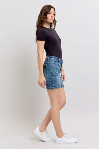 Judy Blue High Waist Denim Shorts with Utility Pockets - Regular & Plus Sizes