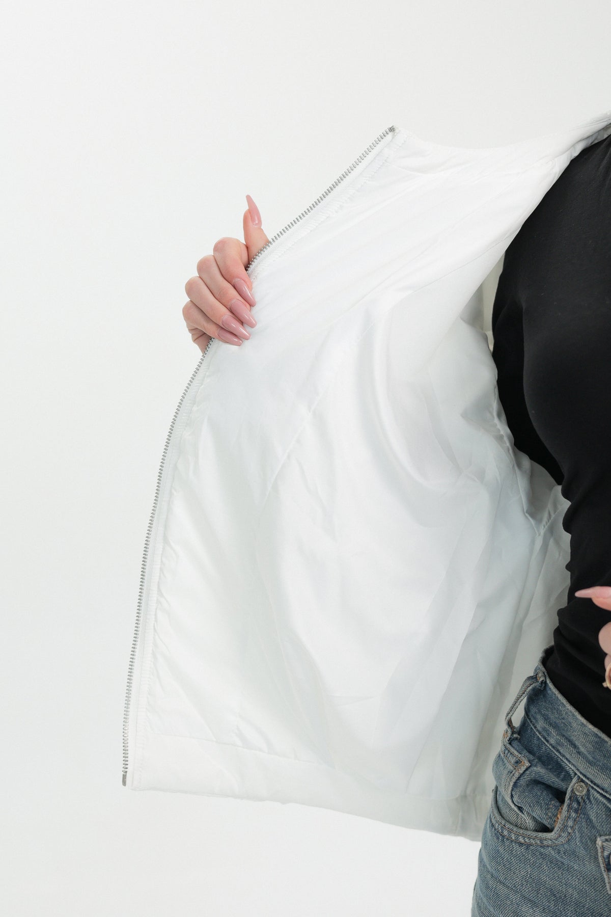 Light Quilted Demi-Season Jacket in White