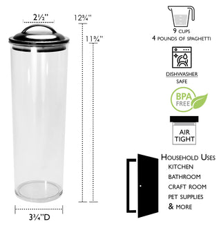 Reston Lloyd Spaghetti/Pasta Acrylic Canister with Air Tight Lid - White