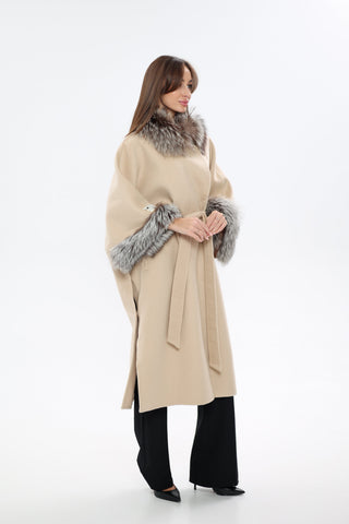 Saga®Furs Silver Fox Wool Cashmere Coat