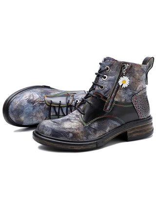 Genuine Leather Vintage Ankle Boots