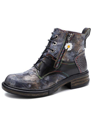 Genuine Leather Vintage Ankle Boots