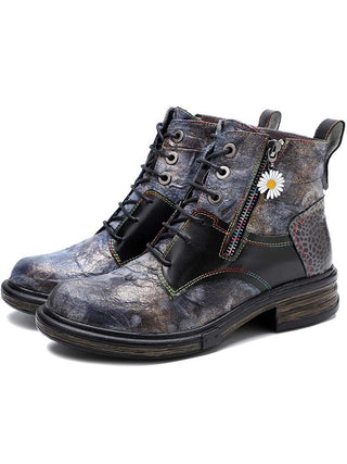 Genuine Leather Vintage Ankle Boots