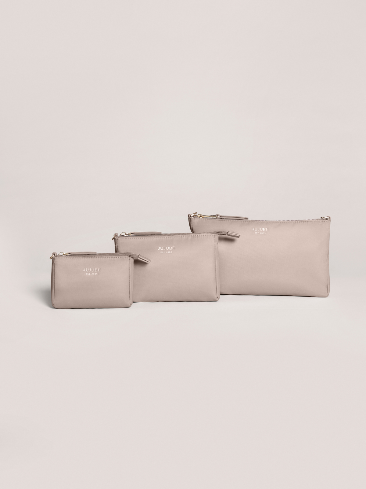 3-Piece Pouch Clutch Purse Set - Taupe - Glamourous Grace