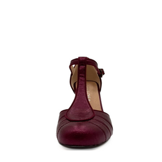 Mulberry Metallic T-Strap Heels - Glamourous Grace