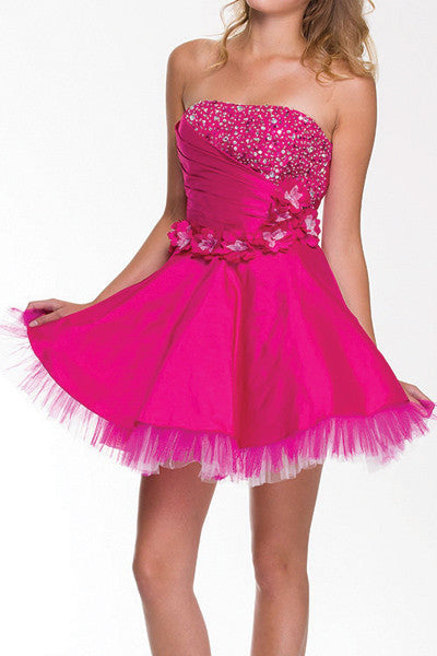 CLEARANCE - Juliet 1213 Lace Up Back Dress Short A-Line Strapless (Size XL) - Glamourous Grace