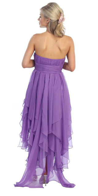 CLEARANCE - Juliet 1226 Dress High Low Chiffon Strapless Layer Skirt Rhinestones (Size 2XL)