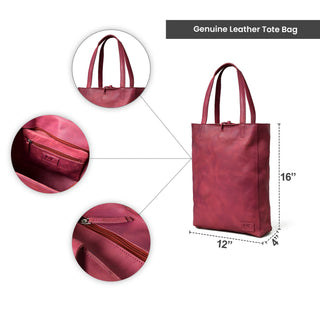 Maroon Leather Tote Bag - Glamourous Grace