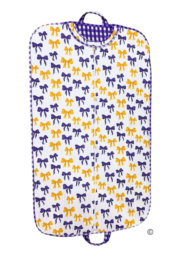 SC - Sideline Social Purple and Yellow Bow Garment Bag - Glamourous Grace