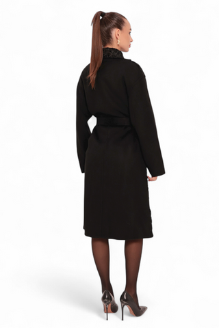 Noir Genuine Karakul Wool Overcoat