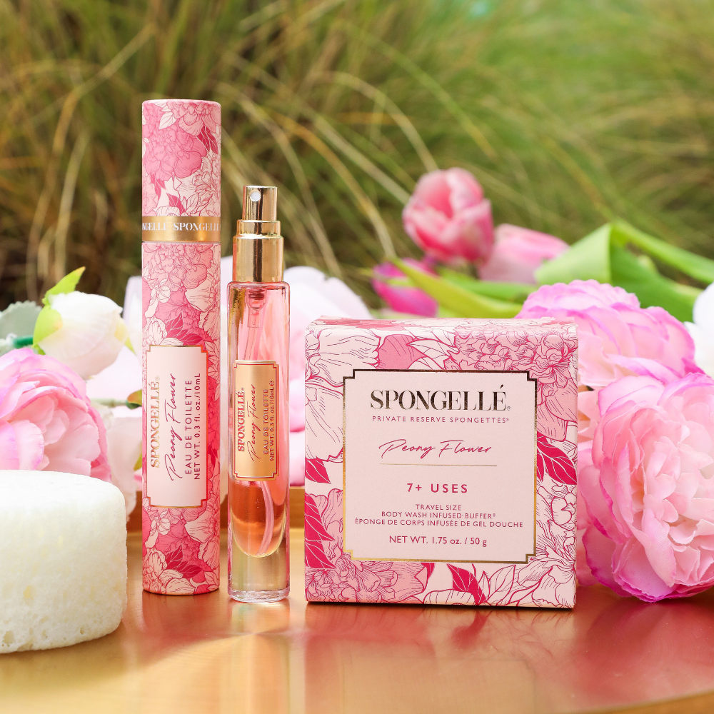Peony Flower Eau de Toilette & Travel Spongette - Glamourous Grace