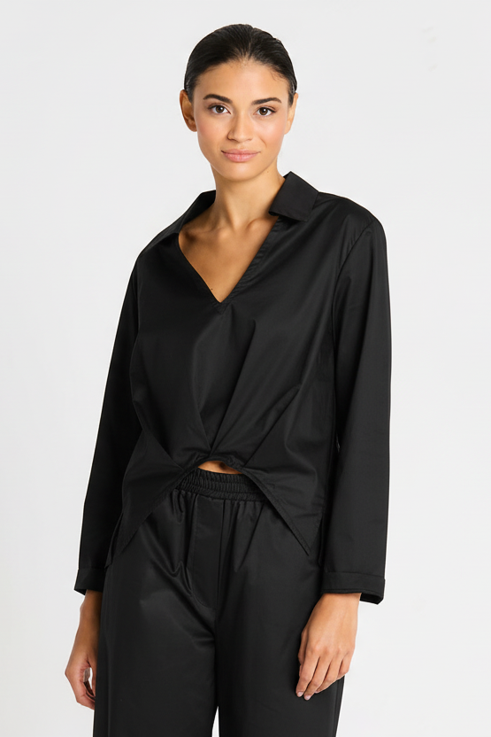 Cotton Half Moon Shirt - Black - Glamourous Grace