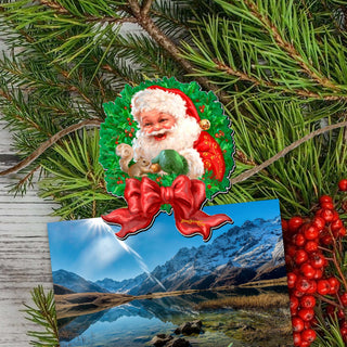 Santa and Friends Clip-On Eco Wood Decorative Ornaments Set of 6 by D. Gelsinger - Christmas Decor - 8090134C-S6