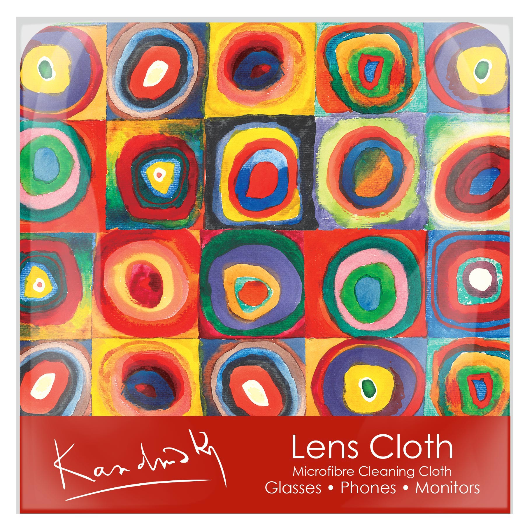 Kandinsky Squares with Concentric Circles Microfiber Lens Cleaning Cloth – Soft, Non-Abrasive, Art-Inspired
