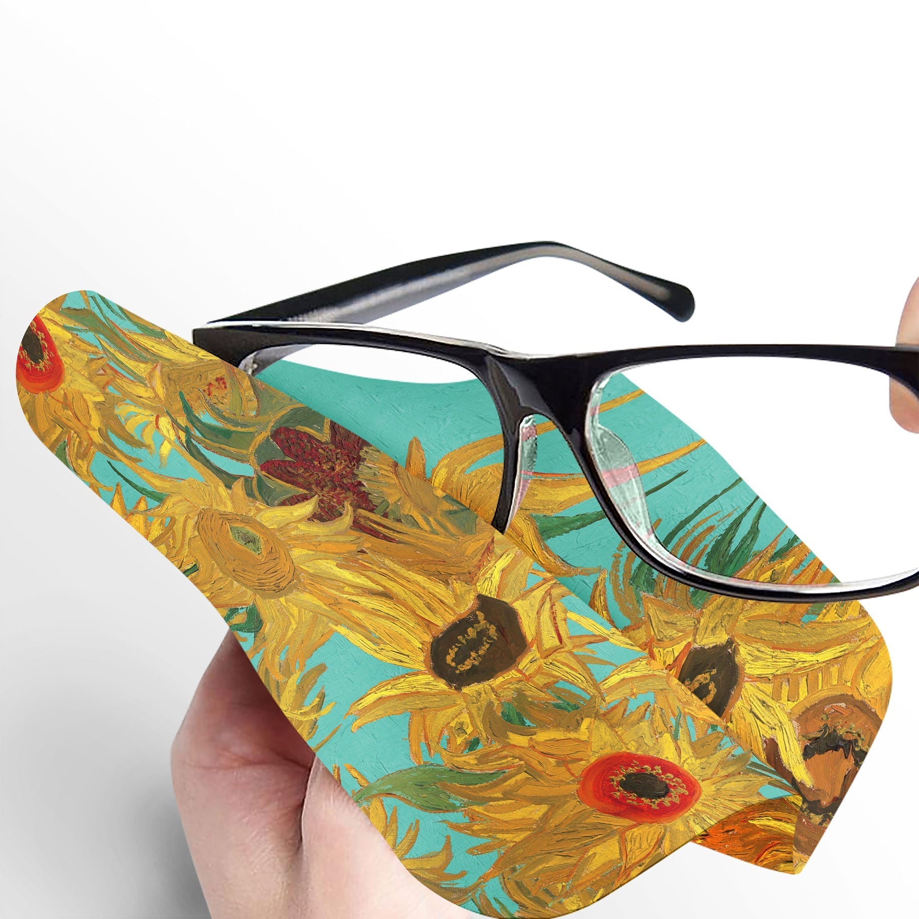 van Gogh Sunflowers Microfiber Lens Cleaning Cloth – Soft, Non-Abrasive, Art-Inspired