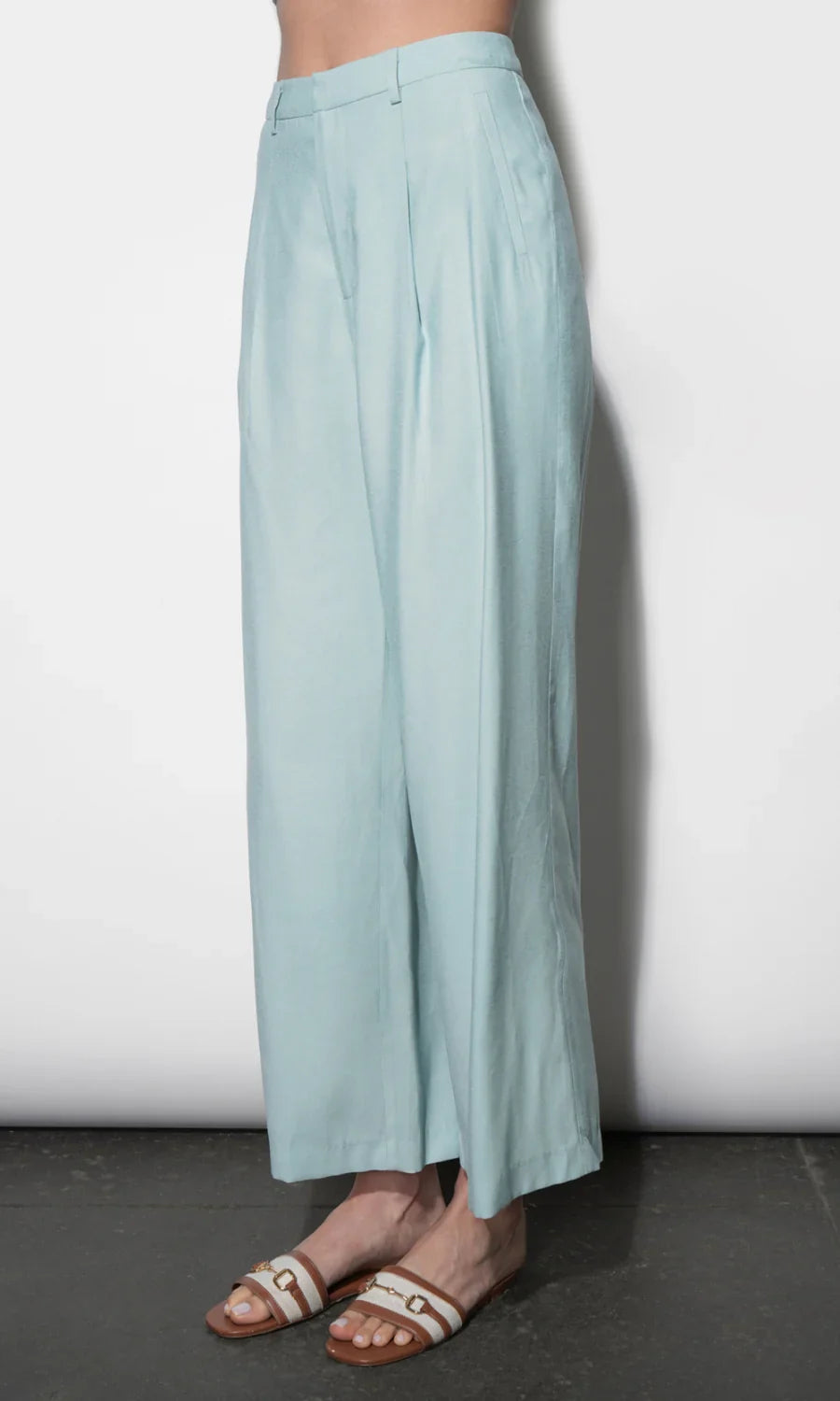 Yuri Sky Blue Wide Leg Pleated Pants