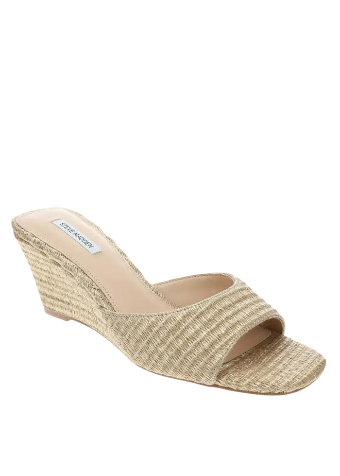Seleste Gold Raffia Wedge Sandals
