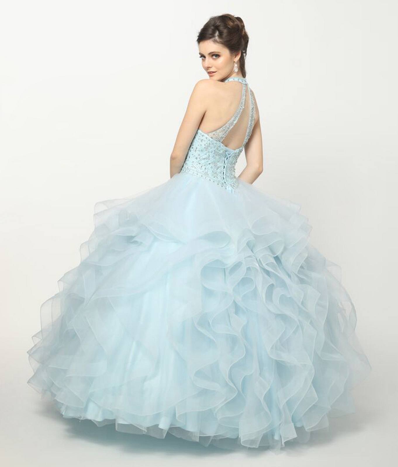 Juliet 1420 Crystal Beading Layered Tulle Skirt Quinceanera Dress - Glamourous Grace