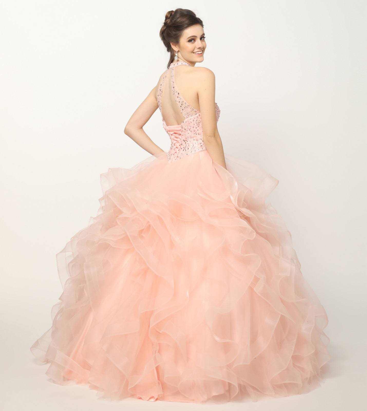 Juliet 1420 Crystal Beading Layered Tulle Skirt Quinceanera Dress - Glamourous Grace