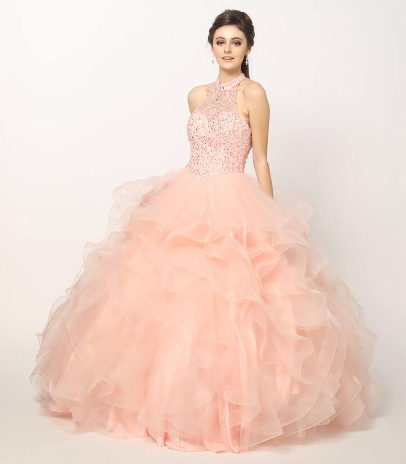 Juliet 1420 Crystal Beading Layered Tulle Skirt Quinceanera Dress - Glamourous Grace