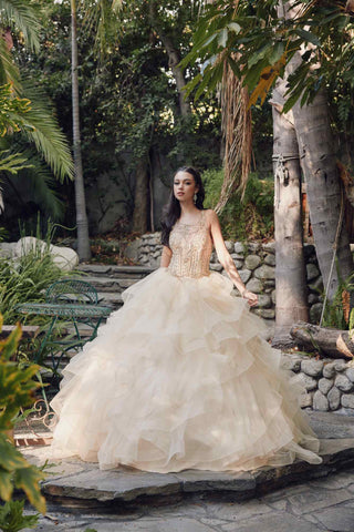Juliet 1423 A-Line Princess Ball Gown Ruffled Tiered Tulle with Jacket