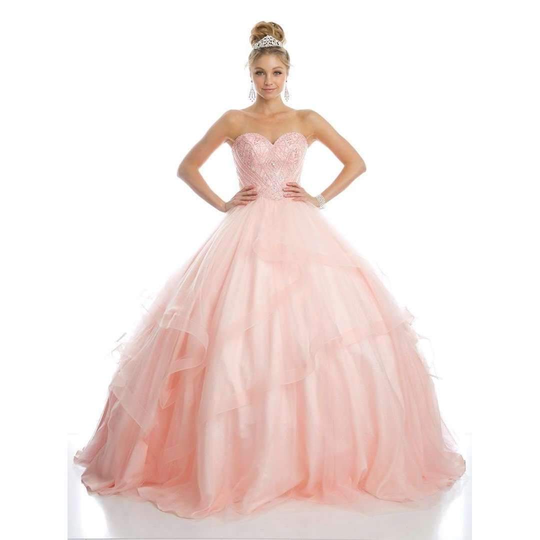 Juliet 1424 Quinceanera Ball Gown Tulle Skirt Arm Bands Beaded Bodice - Glamourous Grace