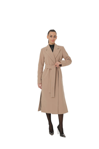 Arden Classic Wraparound Overcoat in Latte