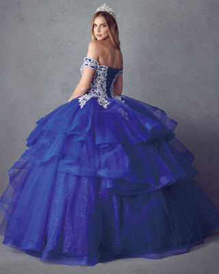 Juliet 1432 Dress Quinceanera Ball Gown Metallic Embroidery Glitter Tulle