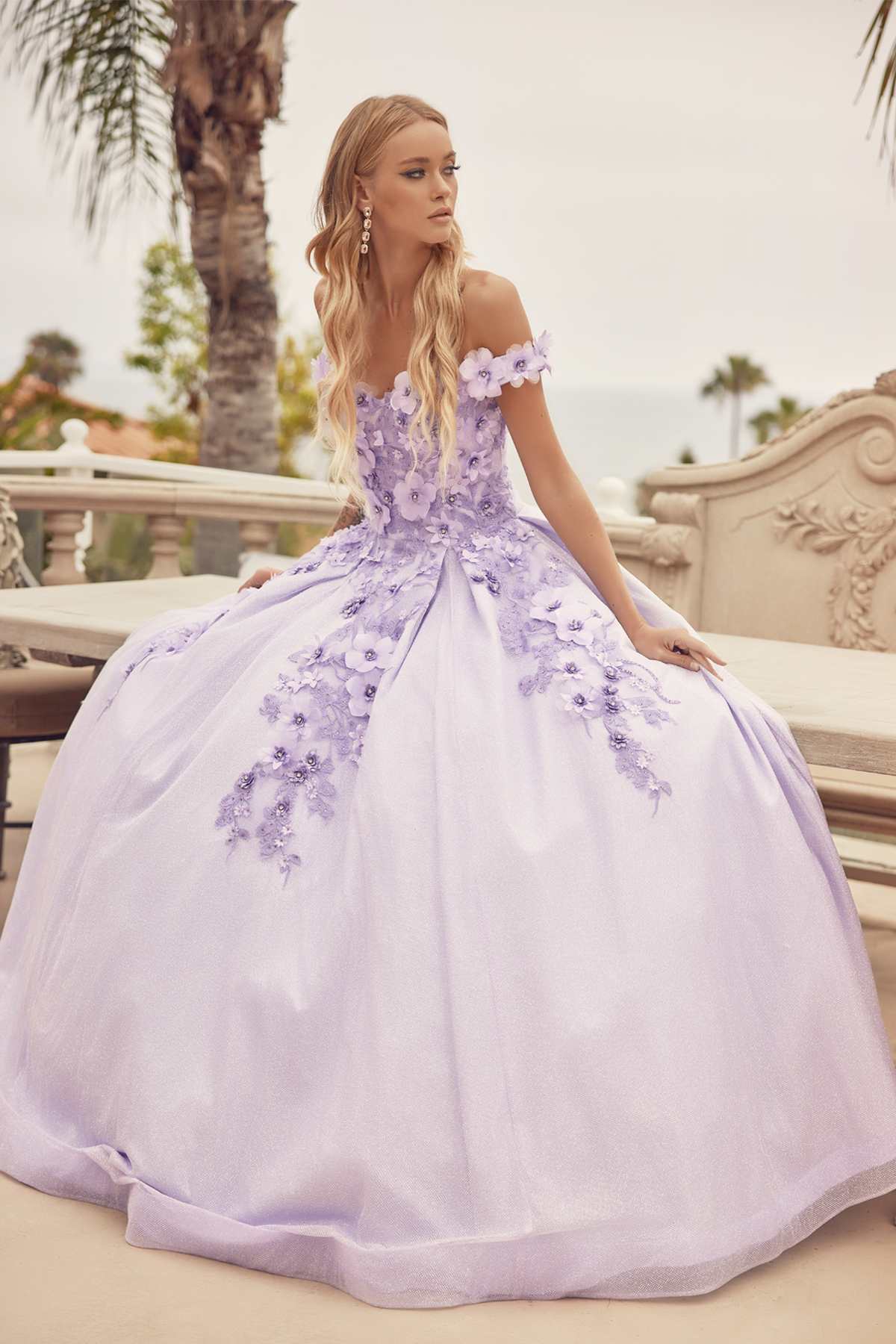 Juliet 1433 Dress Quinceanera Ball Gown 3D Floral Embroidered - Glamourous Grace