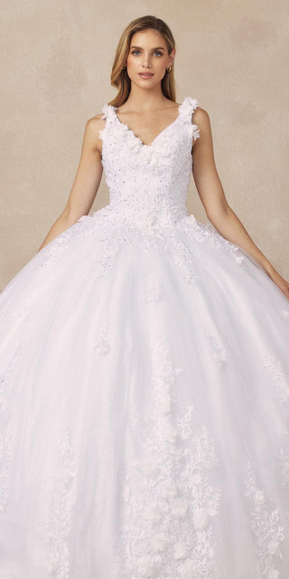 Juliet 1437 Floral Applique Quinceanera Ball Gown With 3D Flowers