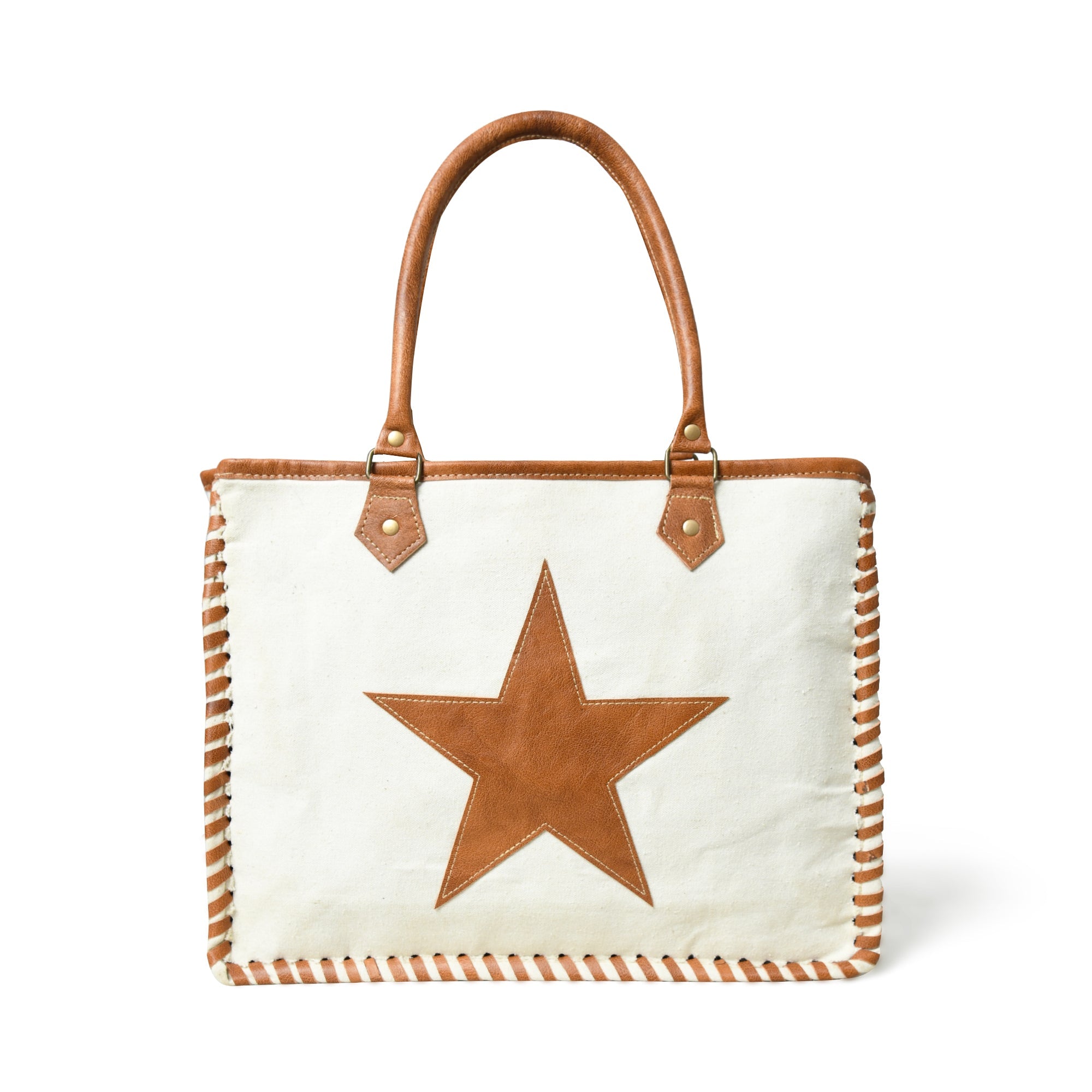 Star Upcycled Canvas Shoulder Tote - Glamourous Grace