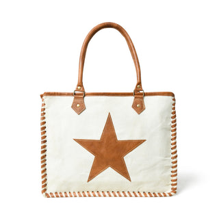 Star Upcycled Canvas Shoulder Tote - Glamourous Grace