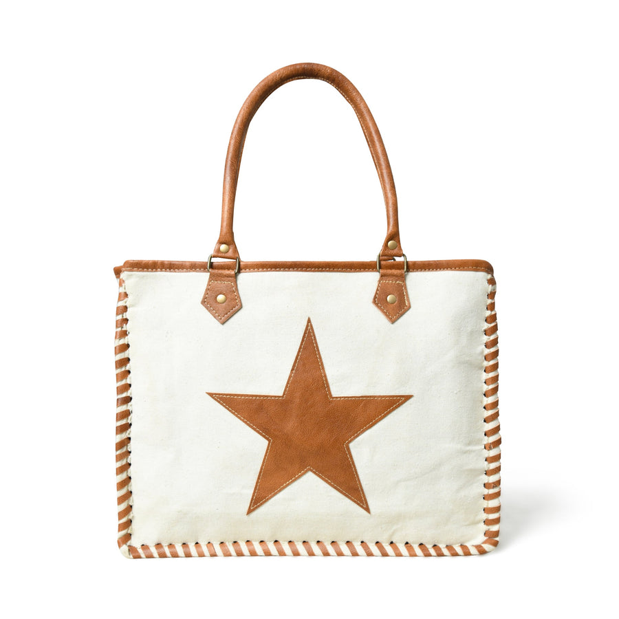 Star Upcycled Canvas Shoulder Tote - Glamourous Grace