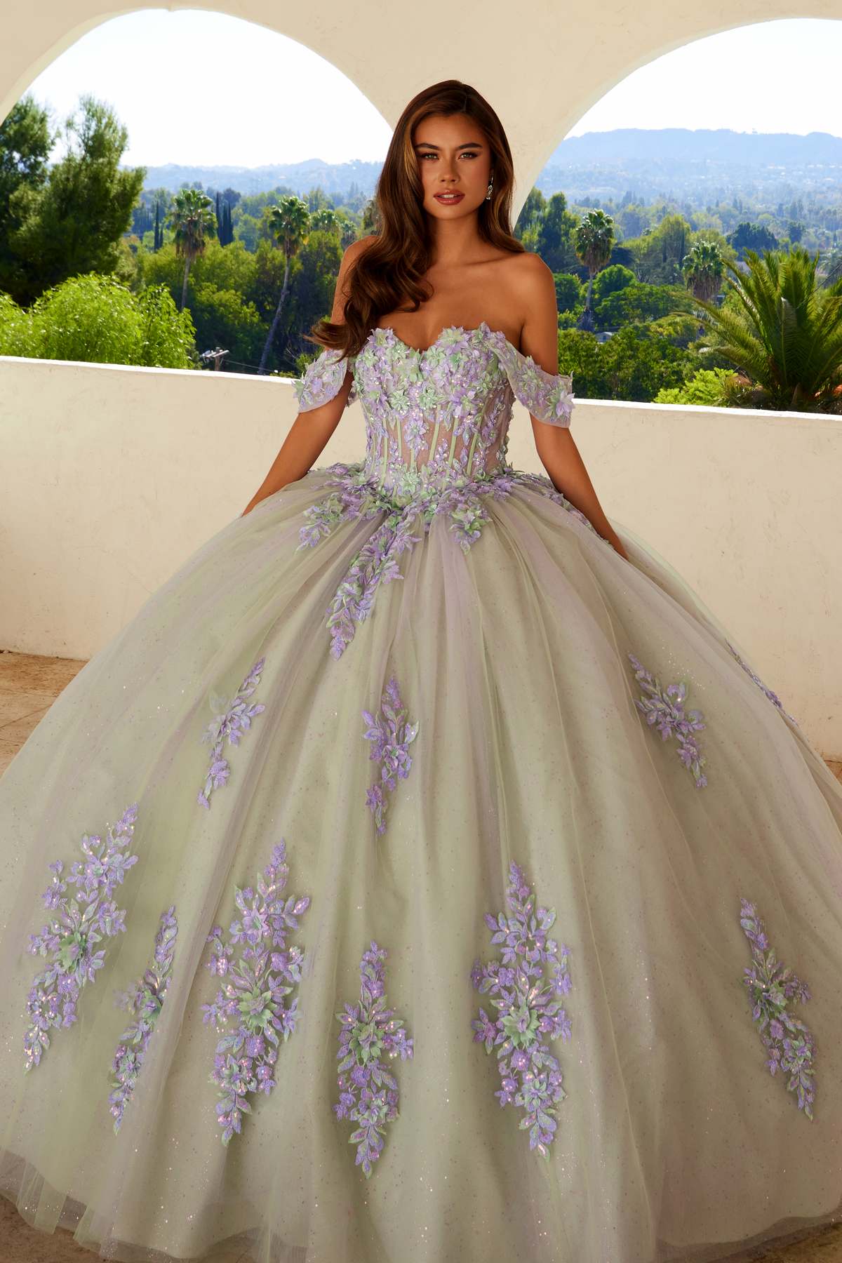 Juliet JT1479J Off the Shoulder Poofy Quinceanera Ball Gown - Glamourous Grace