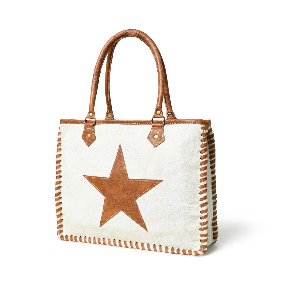 Star Upcycled Canvas Shoulder Tote - Glamourous Grace