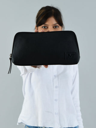 Classic Black Leather Clutch - Glamourous Grace