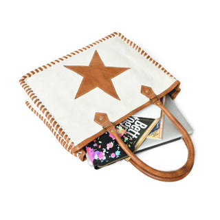 Star Upcycled Canvas Shoulder Tote - Glamourous Grace