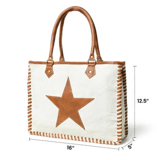 Star Upcycled Canvas Shoulder Tote - Glamourous Grace
