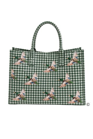 SC - ETA 9/30-10/14 Mallard Marshland Green Gingham Vinyl Tote© - Glamourous Grace
