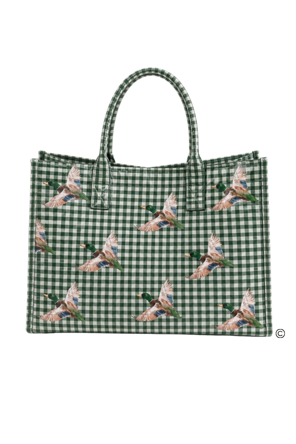 SC - ETA 9/30-10/14 Mallard Marshland Green Gingham Vinyl Tote© - Glamourous Grace