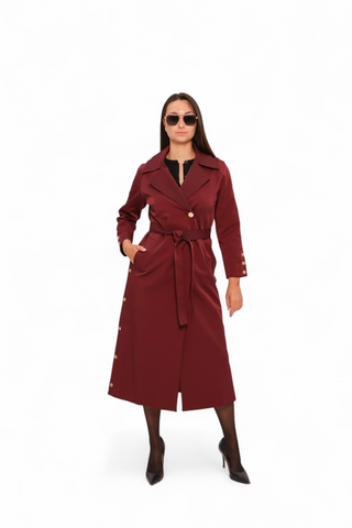 Jackie Trench Coat in Bordeaux